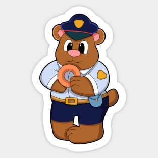 Bear as Police officer with Police uniform & Donut Sticker